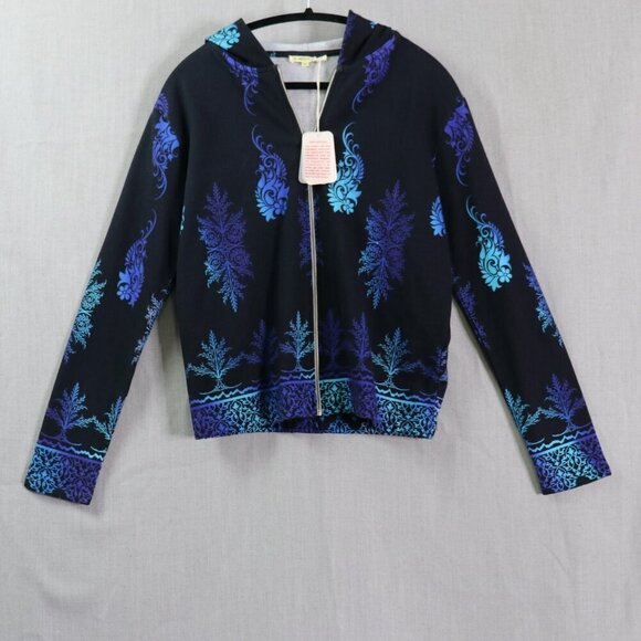 Pashma Arte Hoodie Women’s M Black Blue Cotton Fleece Hand Dyed Print NWT - Picture 16 of 16